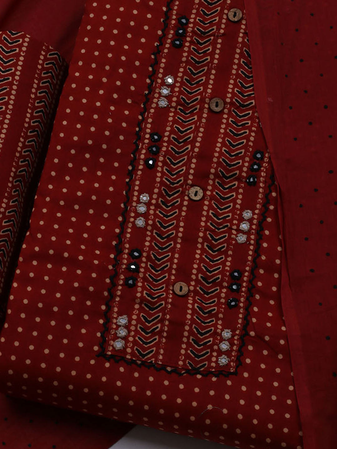 Printed Cotton Blend Unstitched Suit With Dupatta