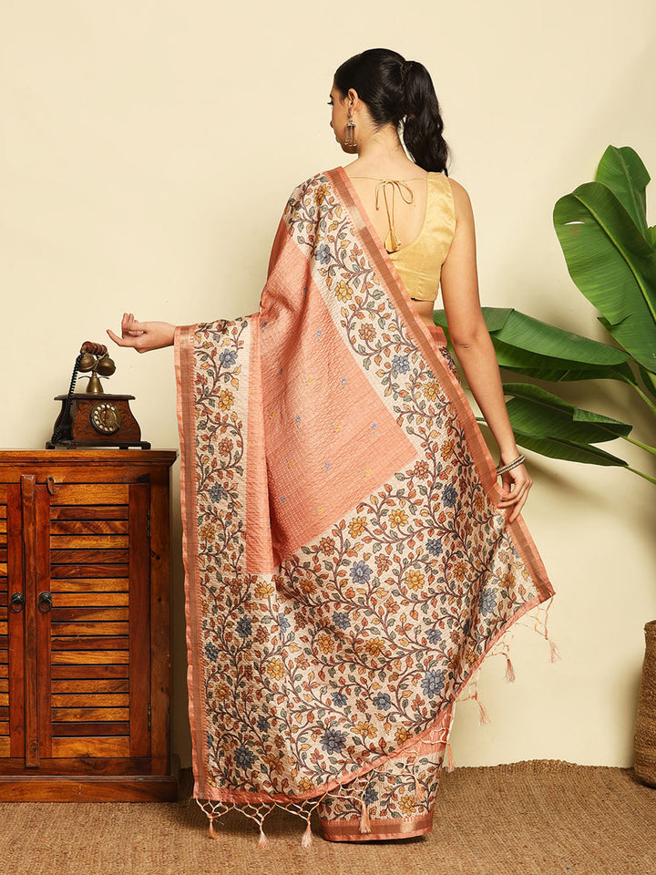 Printed Tussar Saree