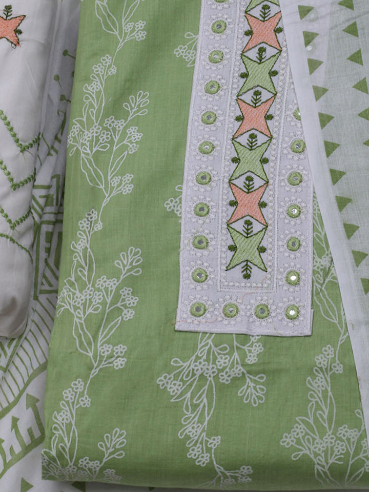 Printed Cotton Blend Unstitched Suit With Dupatta