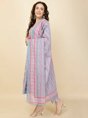 Printed Cotton Suit Set With Dupatta