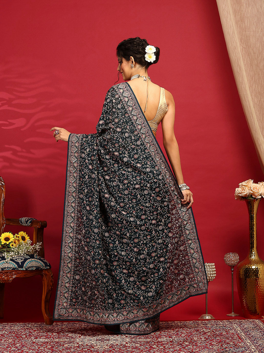 Embroidered Georgette Saree
