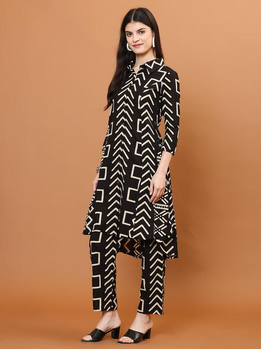 Printed Cotton Blend Kurti With Pants