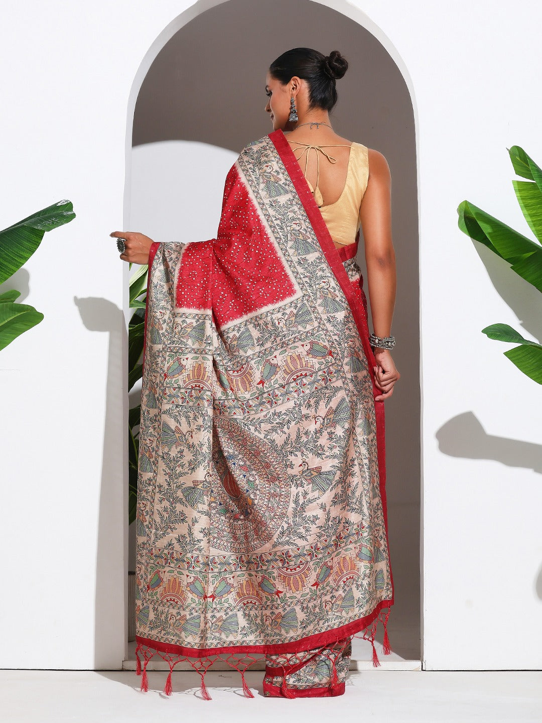 Printed Tussar Silk Saree