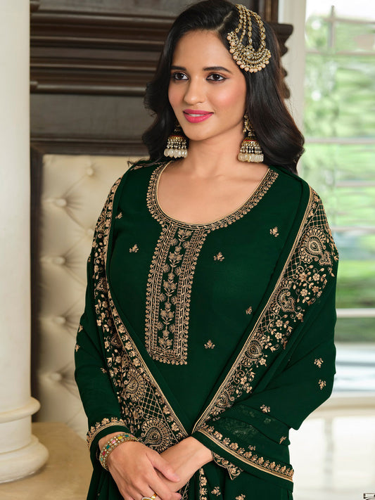 Resham Zari Sequins Work Georgette Semi Stitched Suit