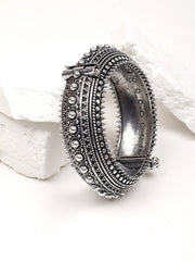 Silver Stone Oxidized Bangle