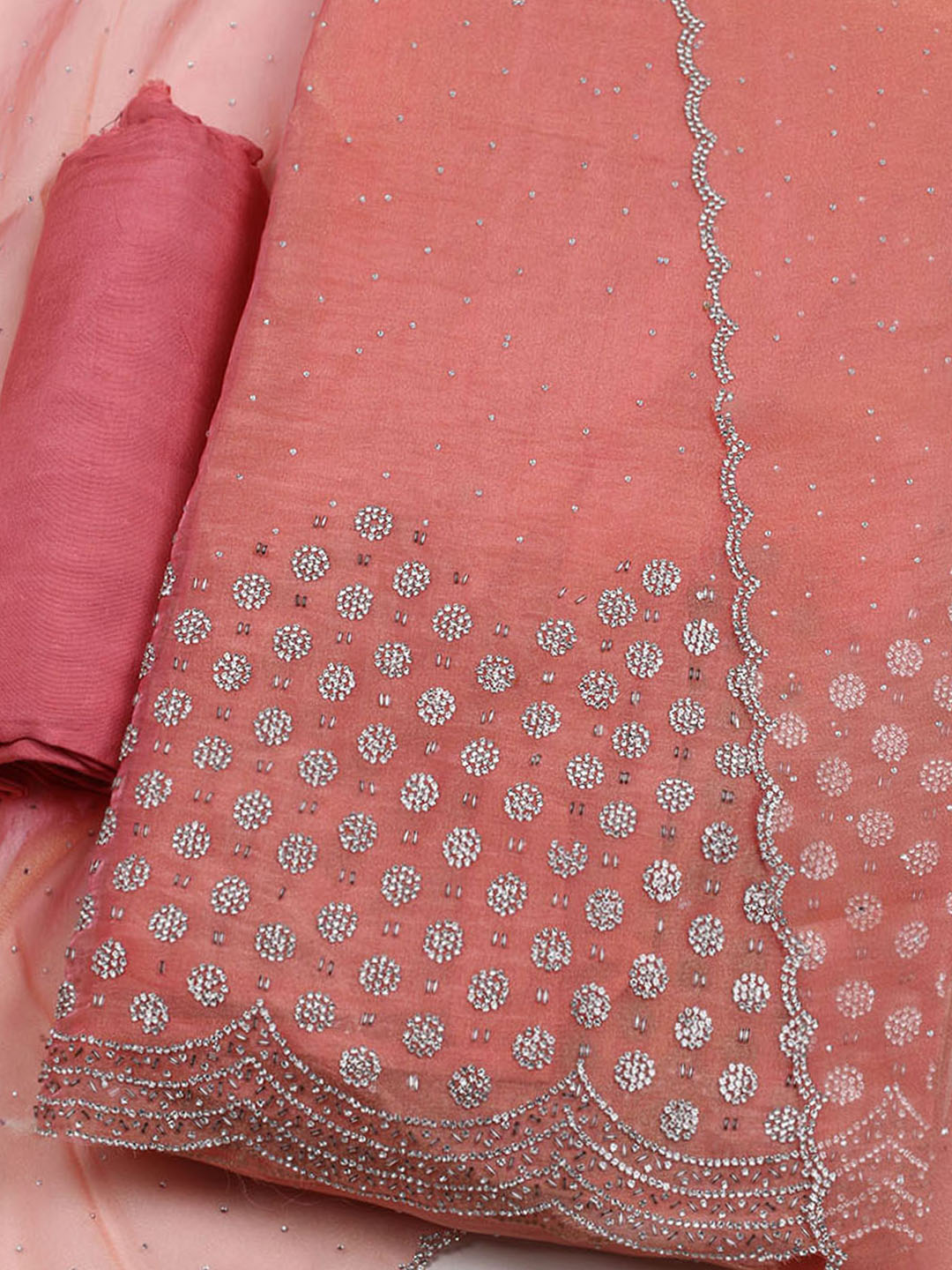 Embroidered Tissue Unstitched Suit With Dupatta