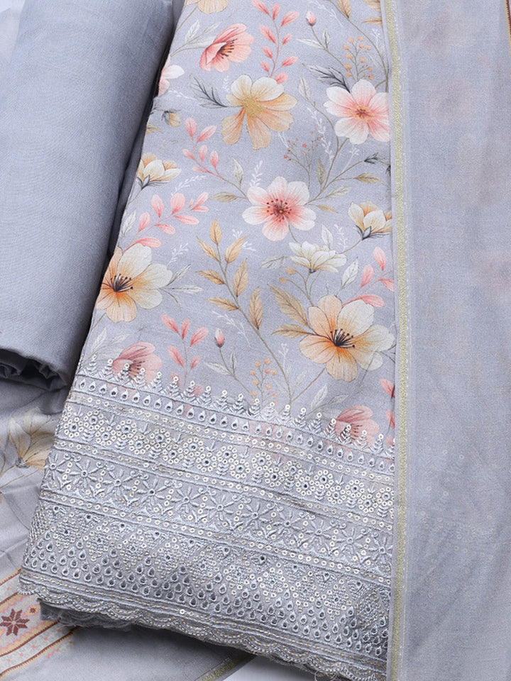 Printed Muslin Unstitched Suit With Dupatta