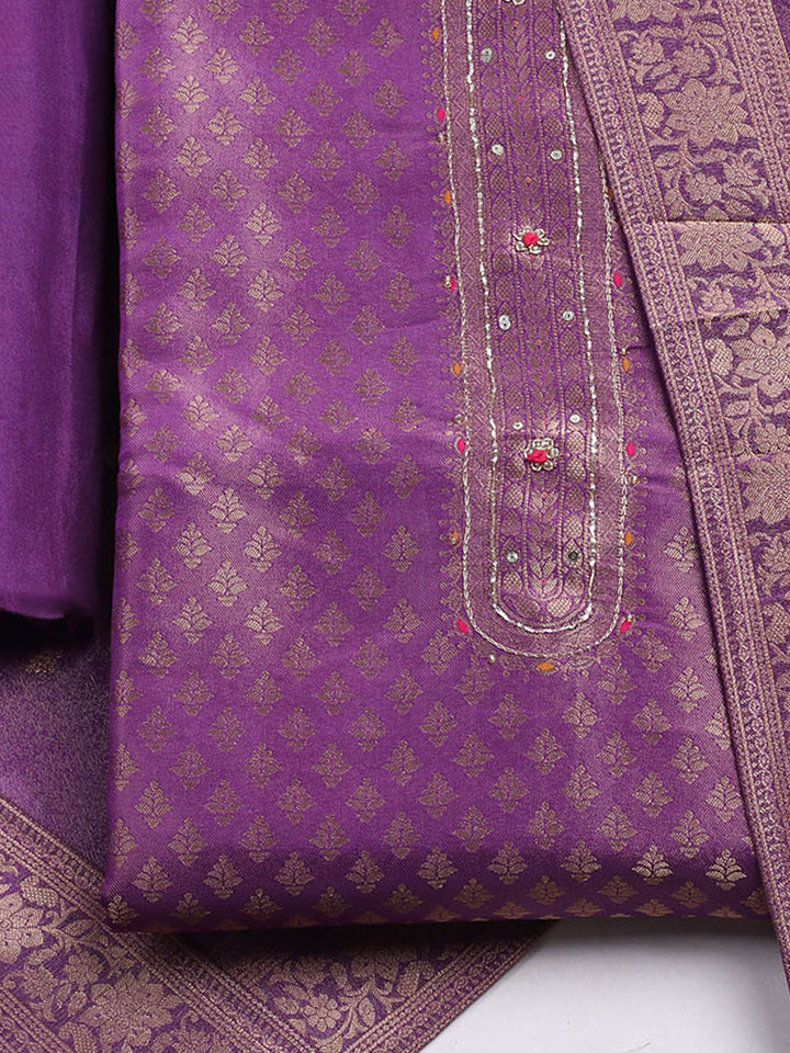 Woven Design Tissue Unstitched Suit With Dupatta
