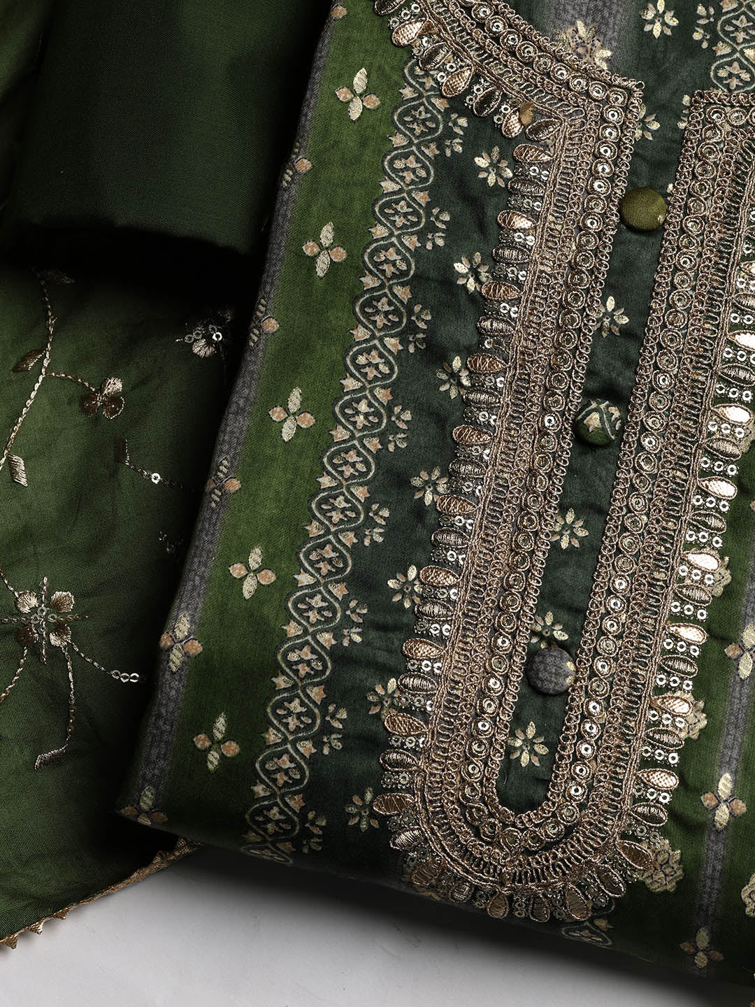 Neck Embroidered Cotton Blend Unstitched Suit With Dupatta