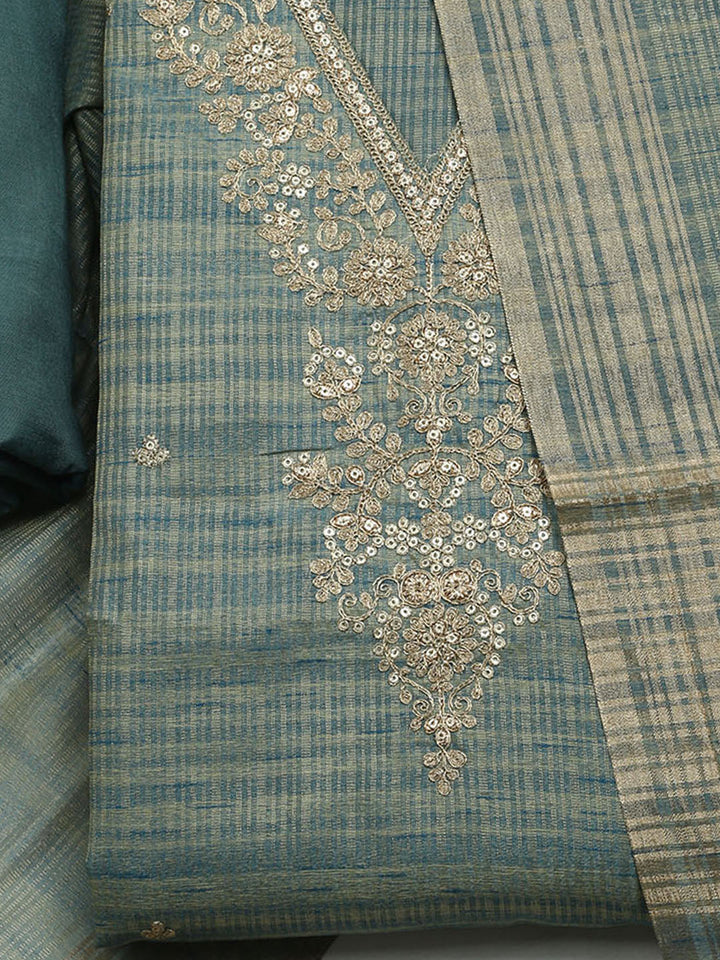Embroidered Organza Unstitched Suit With Dupatta