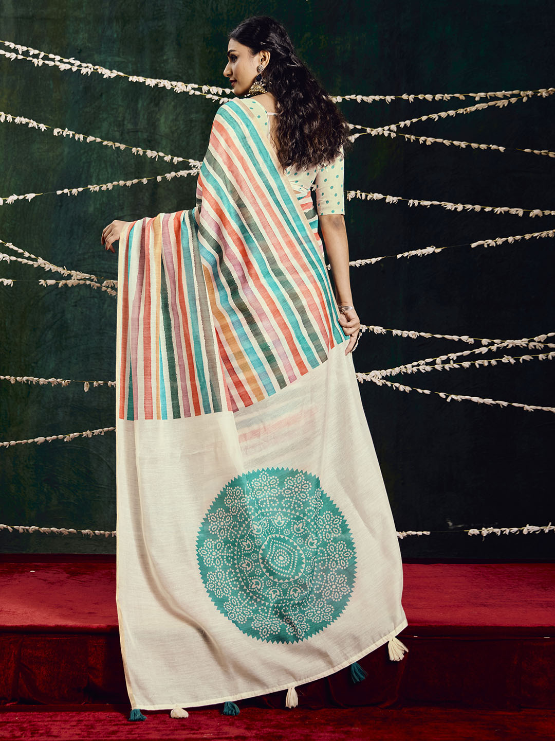 Check Printed Chanderi Saree