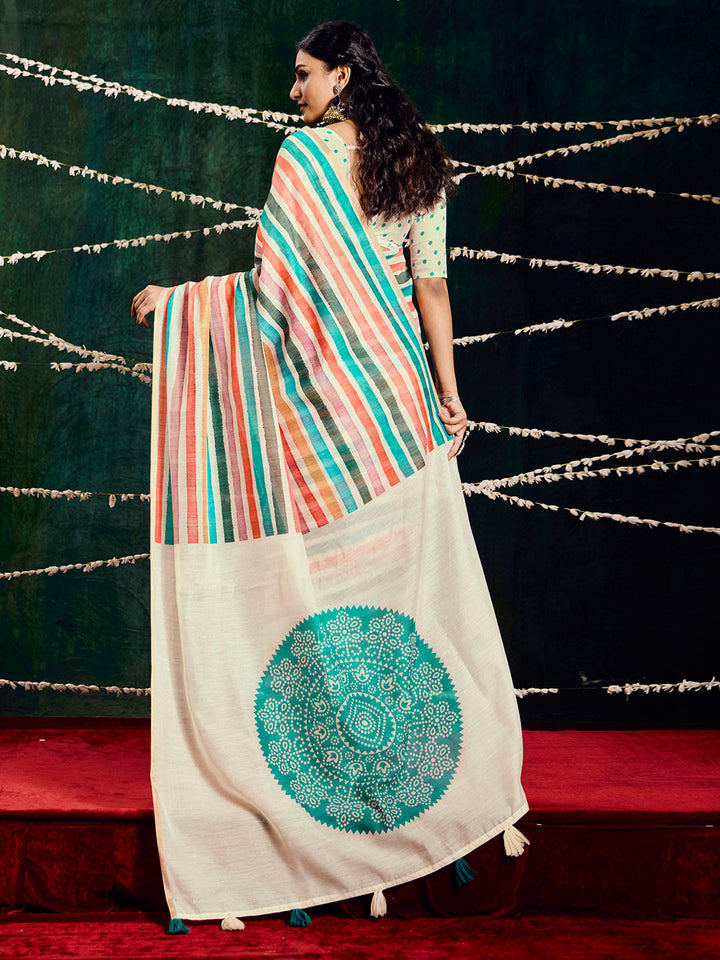 Check Printed Chanderi Saree