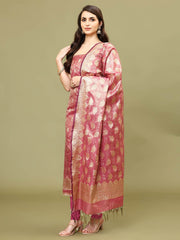 Woven Chanderi Unstitched Suit With Dupatta