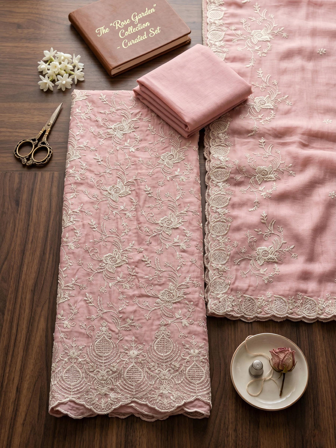 Neck Embroidered Cotton Blend Unstitched Suit With Dupatta
