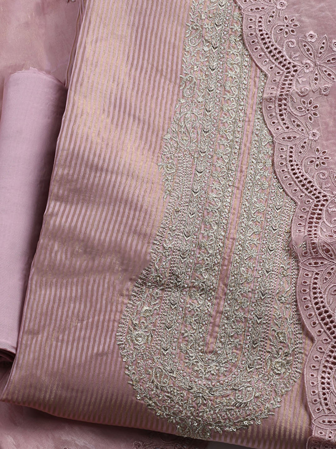 Banarasi Tissue Unstitched Suit With Dupatta
