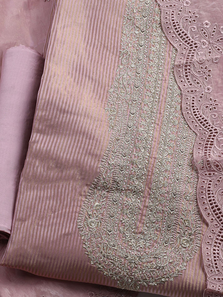 Banarasi Tissue Unstitched Suit With Dupatta