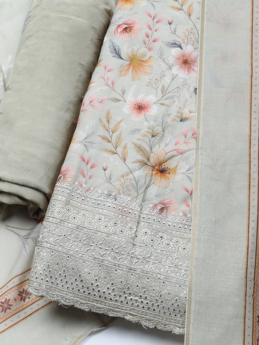 Printed Muslin Unstitched Suit With Dupatta