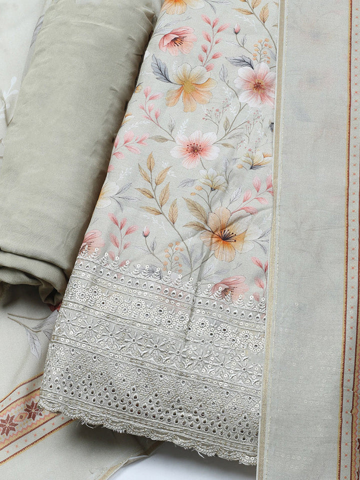 Printed Muslin Unstitched Suit With Dupatta