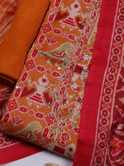 Printed Chanderi Unstitched Suit With Dupatta