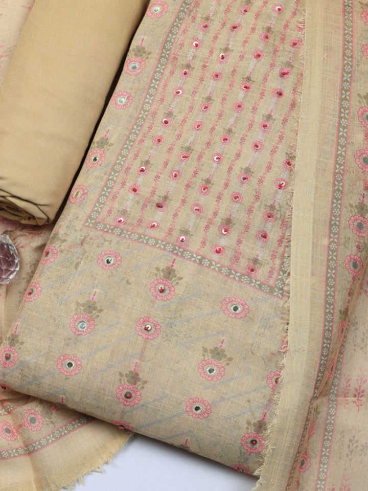 Embellished Tissue Unstitched Suit With Pant &amp; Dupatta