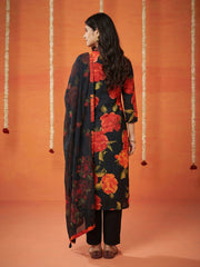 Printed Cotton Blend Kurta With Pant & Dupatta