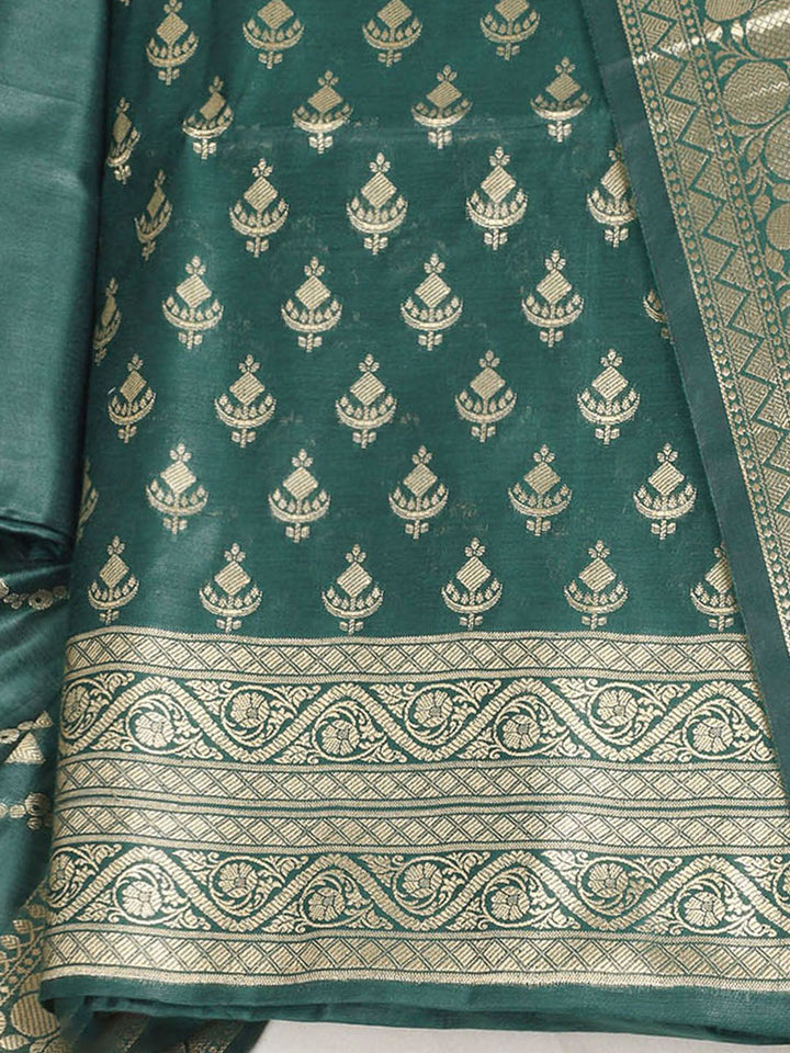 Woven Design Chanderi Unstitched Suit With Pant &amp; Dupatta