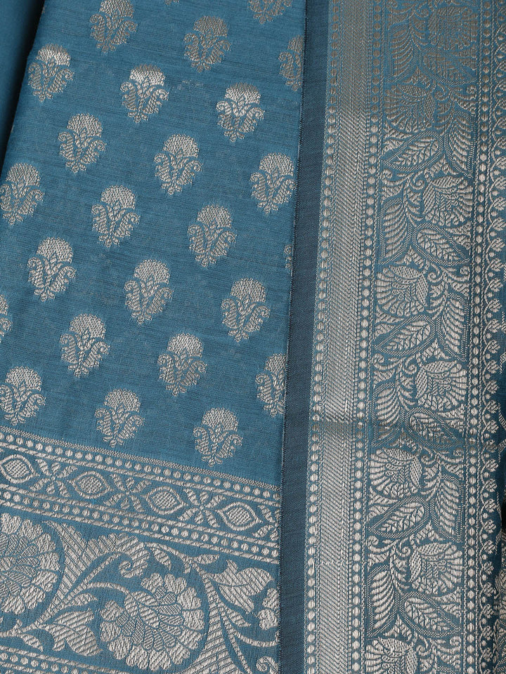 Woven Design Chanderi Unstitched Suit With Pant &amp; Dupatta