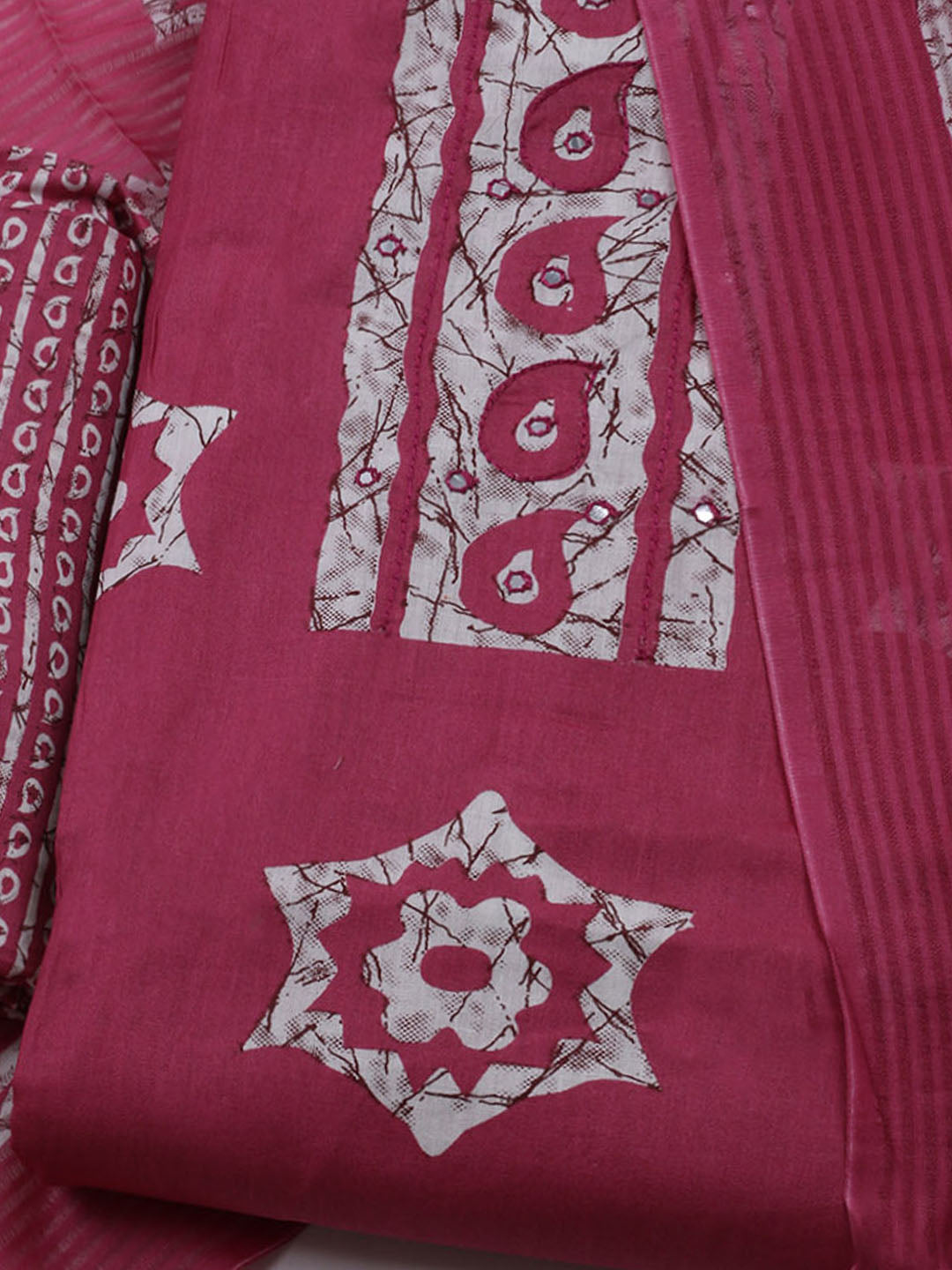 Printed Cotton Blend Unstitched Suit With Dupatta