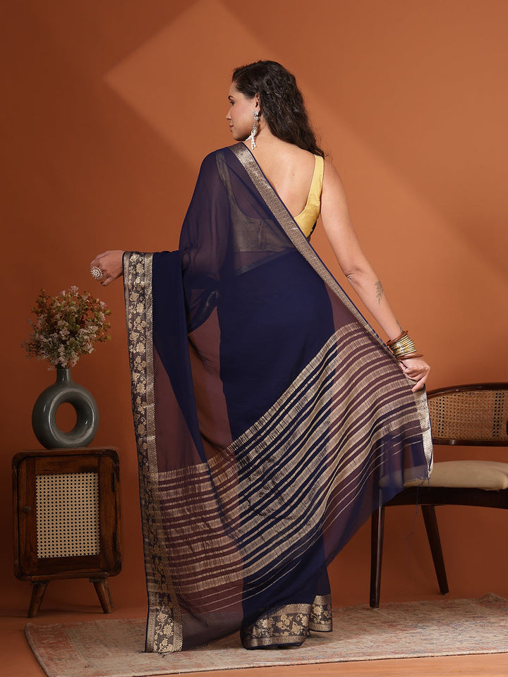 Plain Chiffon Saree