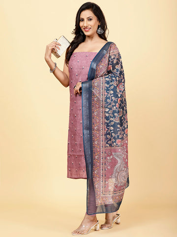 Printed Cotton Unstitched Suit Piece With Dupatta