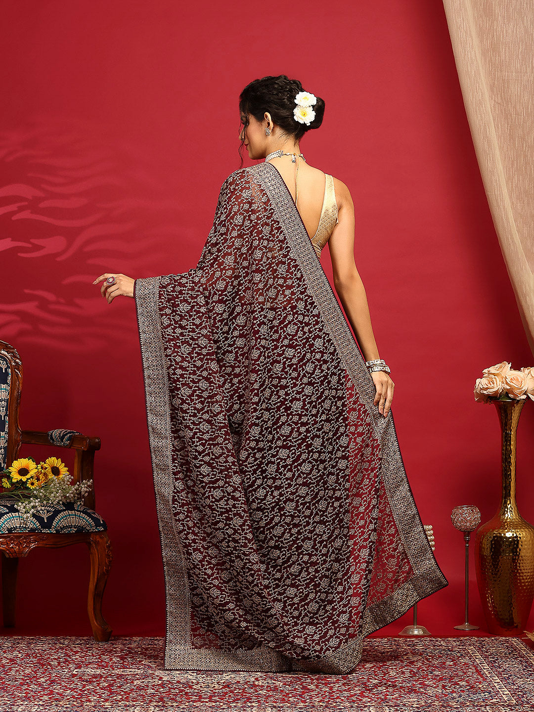 Embroidered Georgette Saree