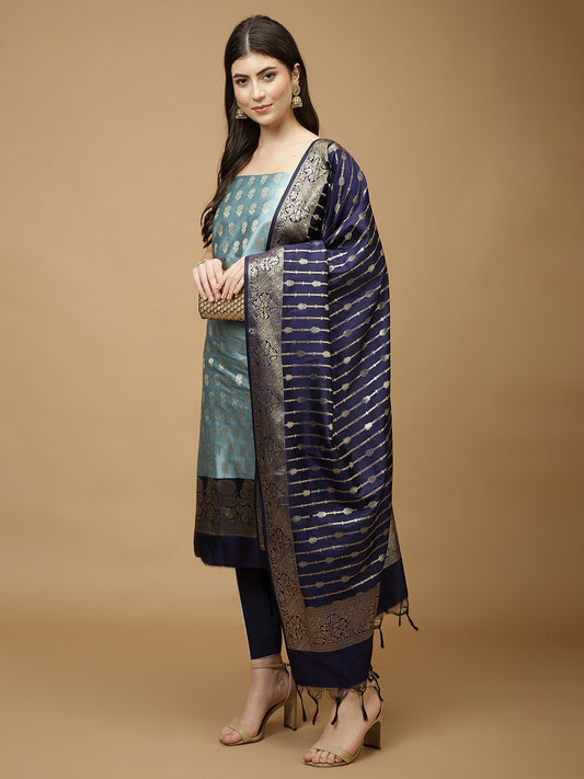 Woven Chanderi Unstitched Suit Piece With Dupatta