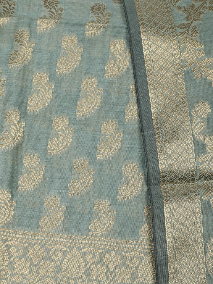 Woven Design Chanderi Unstitched Suit With Pant &amp; Dupatta