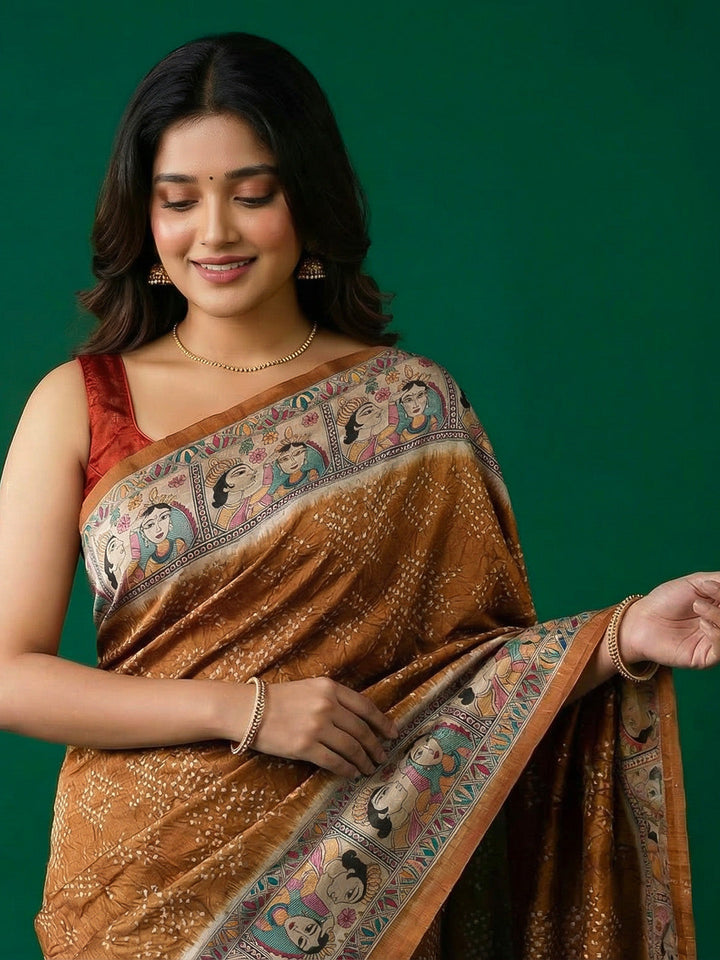 Printed Tussar Silk Saree