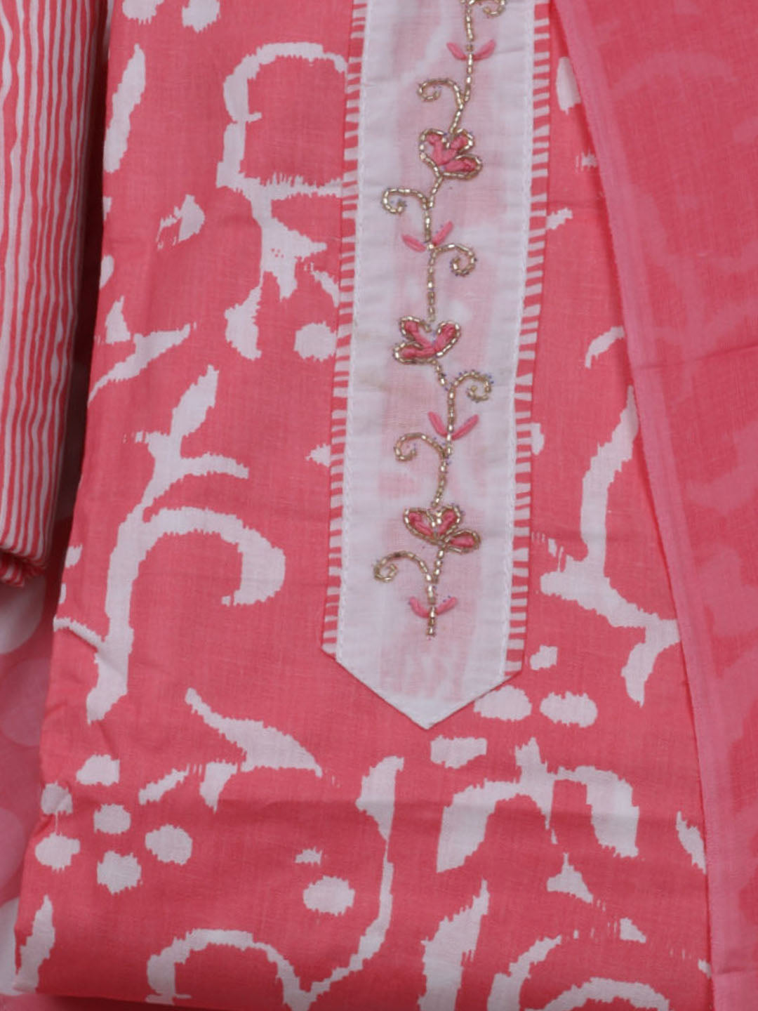 Printed Cotton Blend Unstitched Suit With Dupatta