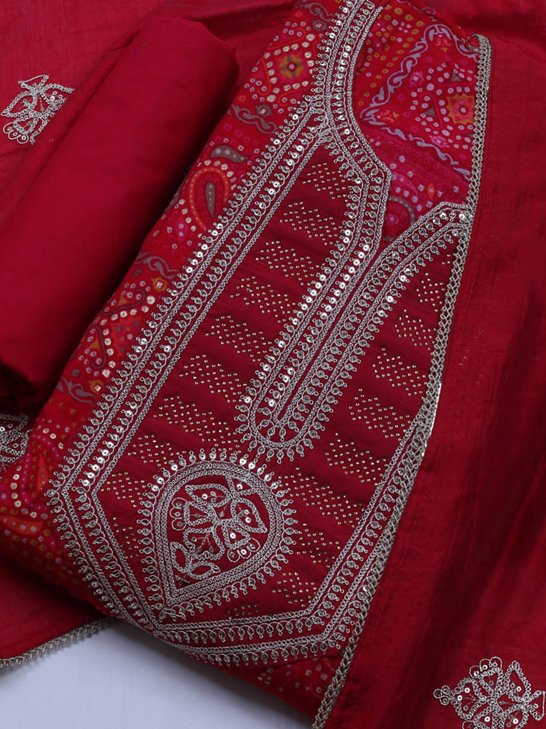 Neck Embroidered Muslin Unstitched Suit With Dupatta