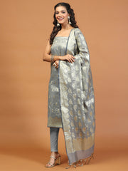 Woven Chanderi Unstitched Suit With Dupatta