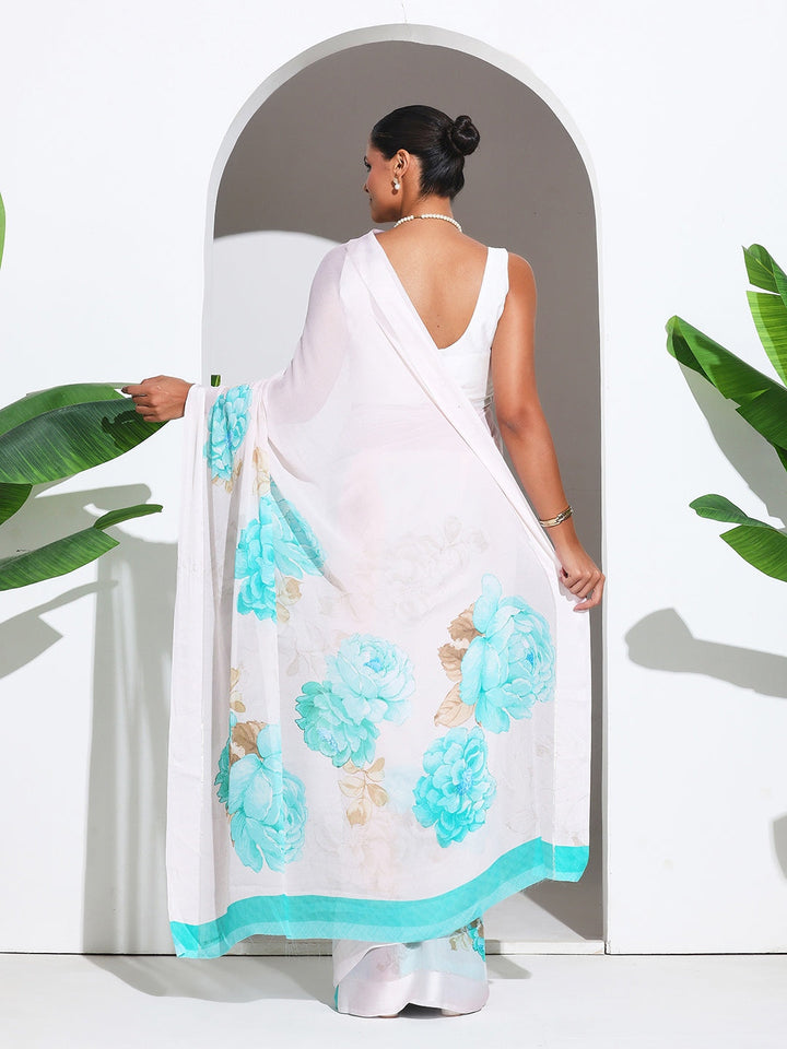 Floral Printed Crepe Saree