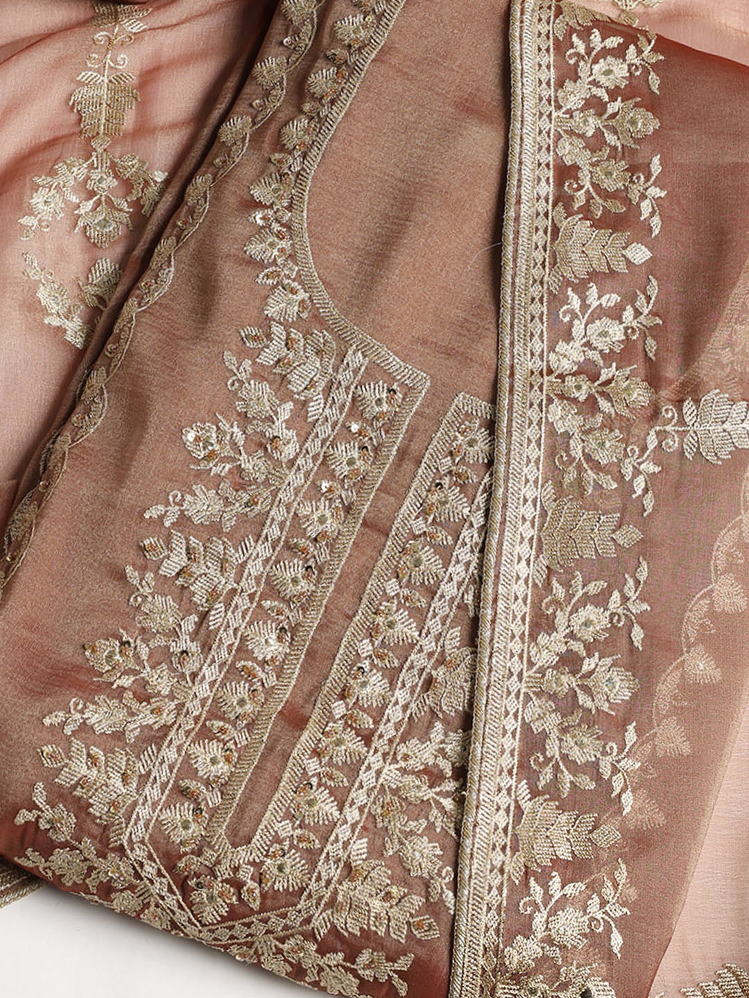 Embroidered Organza Unstitched Suit With Dupatta