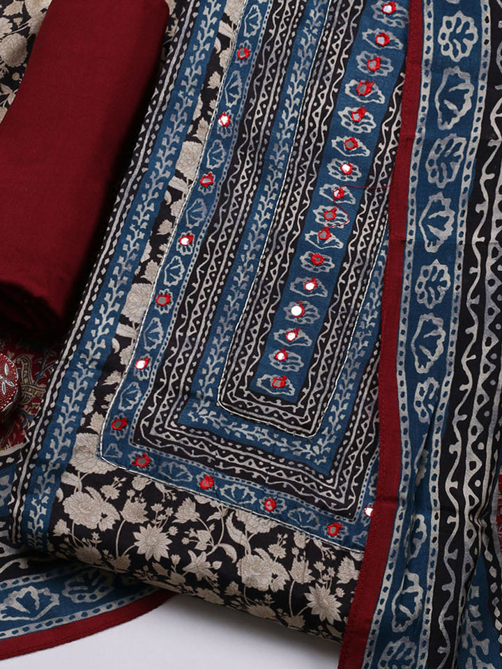 Printed Muslin Unstitched Suit With Pant &amp; Dupatta