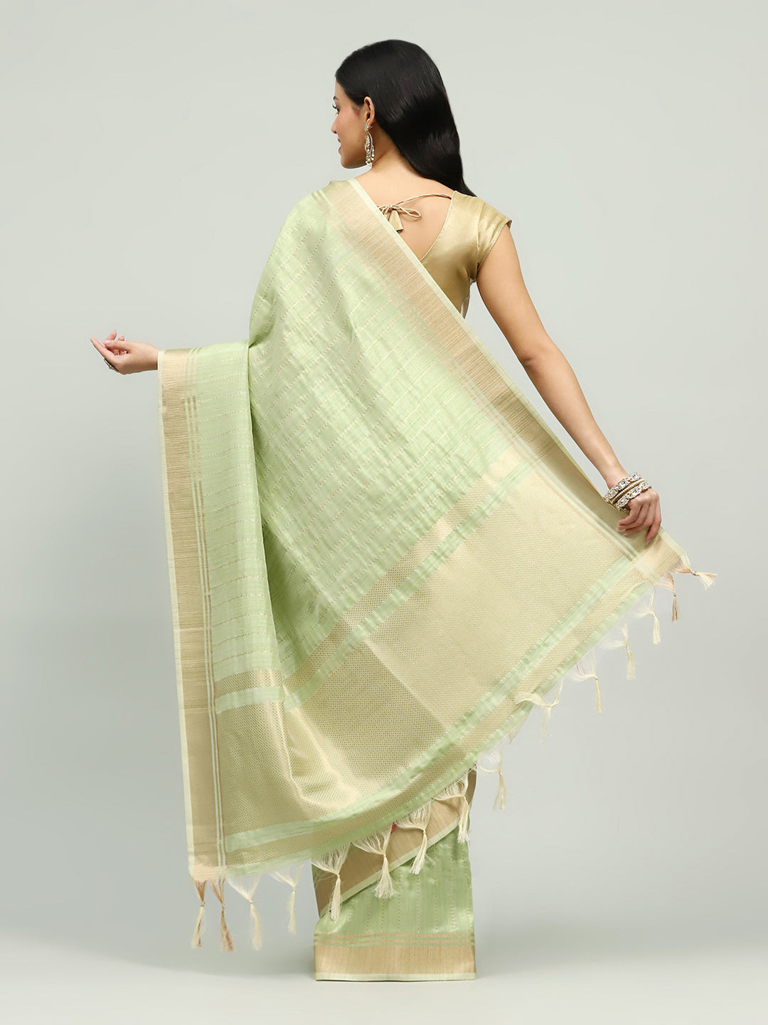 Embroidered Border Booti Art Silk Saree