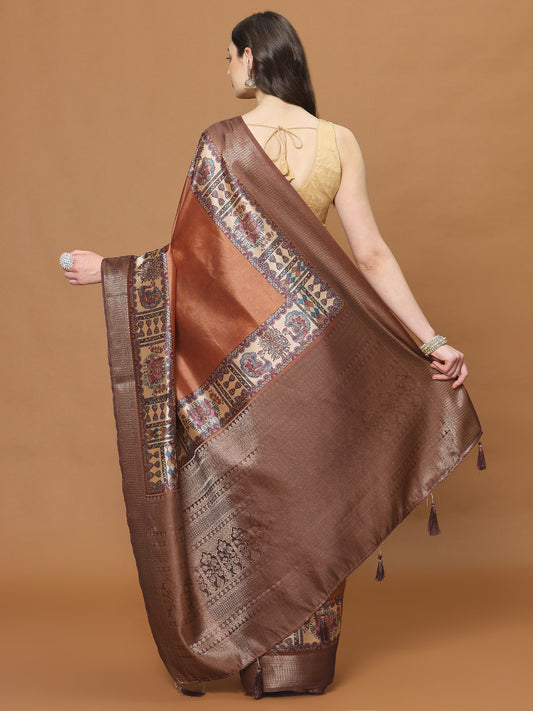 Digital Printed Satin Woven Saree