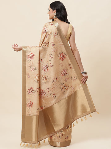 Digital Floral Printed Tussar Saree