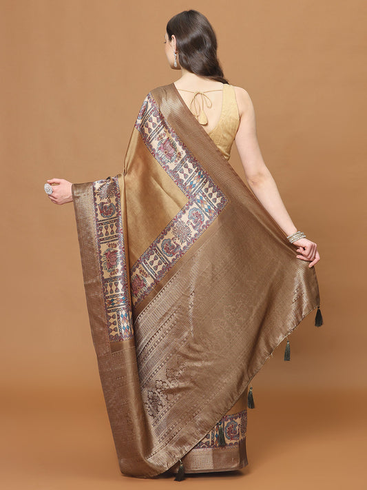 Digital Printed Satin Woven Saree