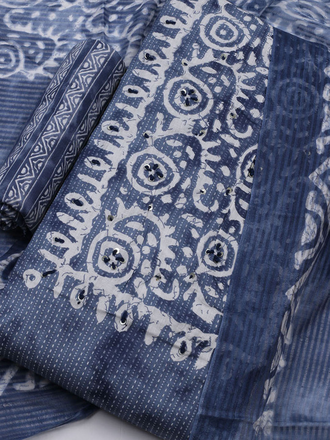 Neck Embroidered Cotton Blend Unstitched Suit With Dupatta