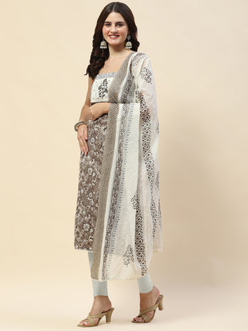 Printed Cotton Unstitched Suit Piece With Dupatta