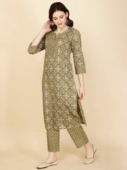 Abstract Printed Cotton Kurta With Pants