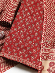 Embroidered Cotton Unstitched Suit With Pant & Dupatta