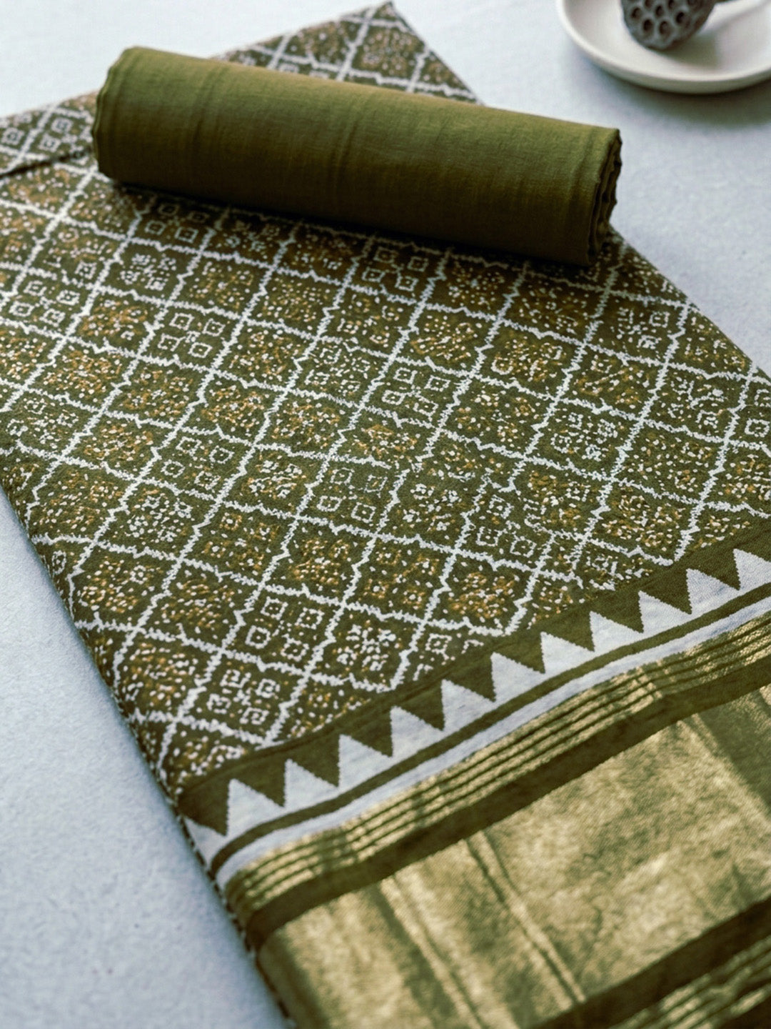 Embroidered Art Silk Unstitched Suit With Pant &amp; Dupatta