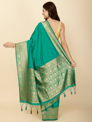 Plain Zari Border Woven Handloom Saree